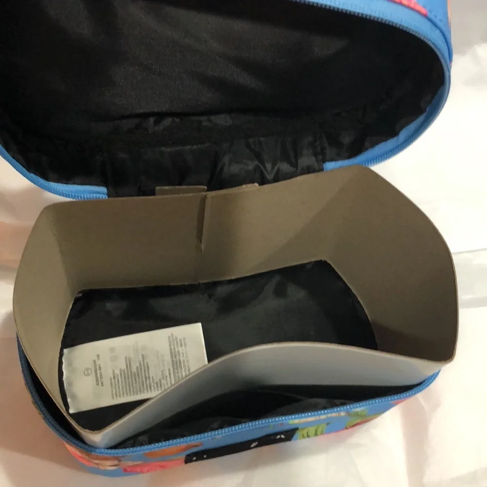 Hurley blue floral tropical island print makeup cosmetics bag case‎ new